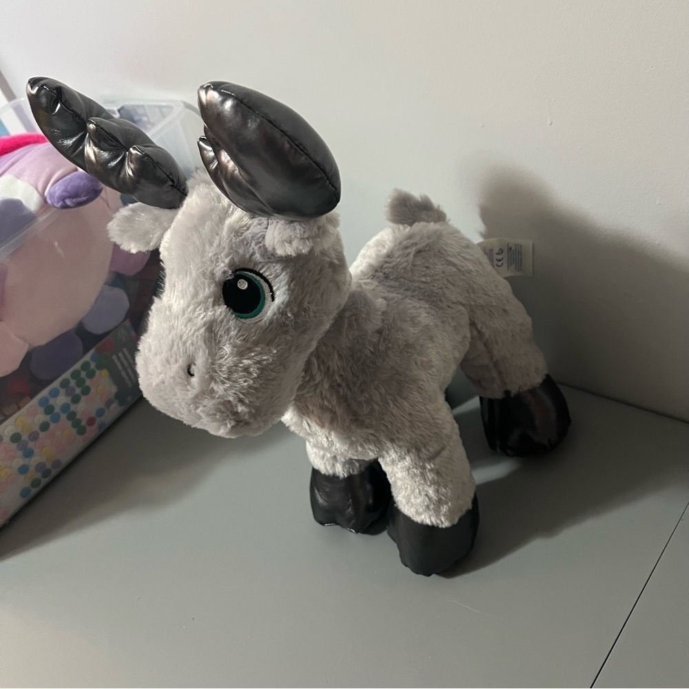 Build A Bear Gray Gust Moose Plush Animal 2018 Green Eye Silver Reindeer 14” - Picture 2 of 10